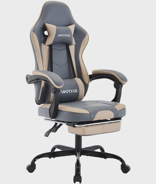 Ergonomische Gaming Stoel met Voetensteun & Lendekussen - Verstelbaar