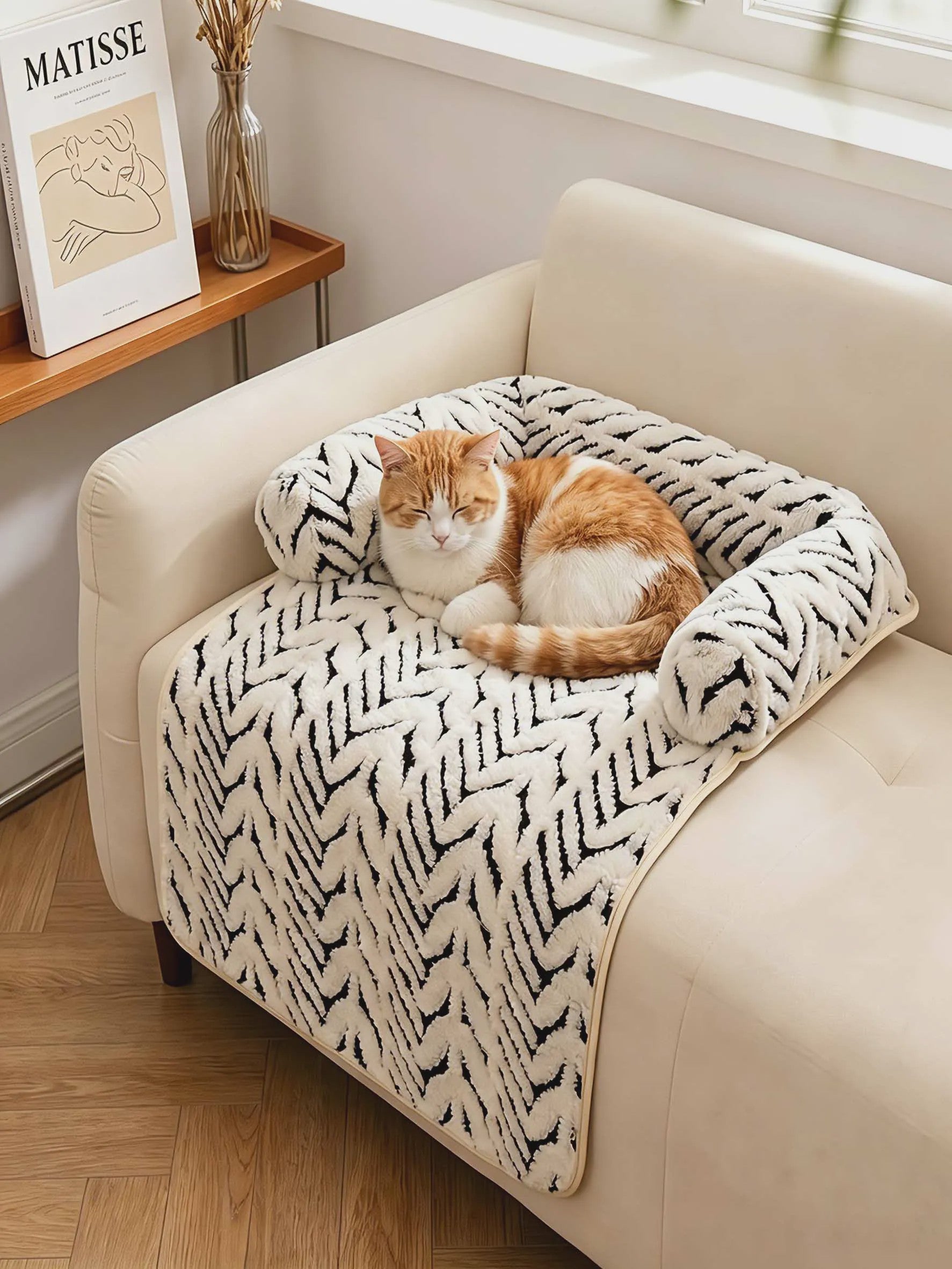 Zachte Pluche Hond & Kat Sofa Bed Mat met Anti-slip Bodem en Zijsteunen - Beschermt Bank & Stoel