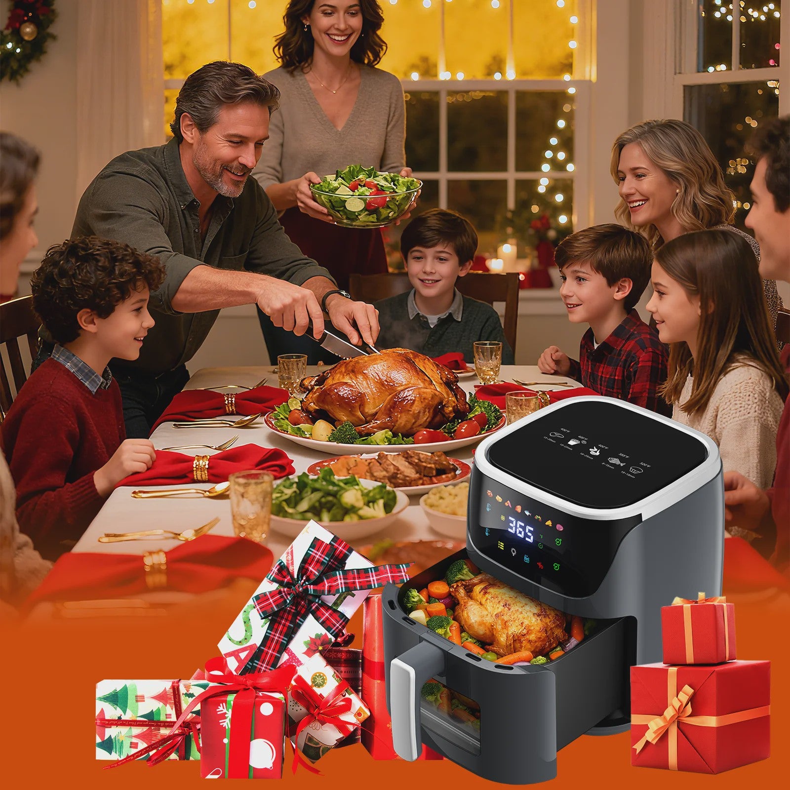7L Airfryer met Zichtvenster - 1500W, Digitaal Touchscreen, Vaatwasserbestendig