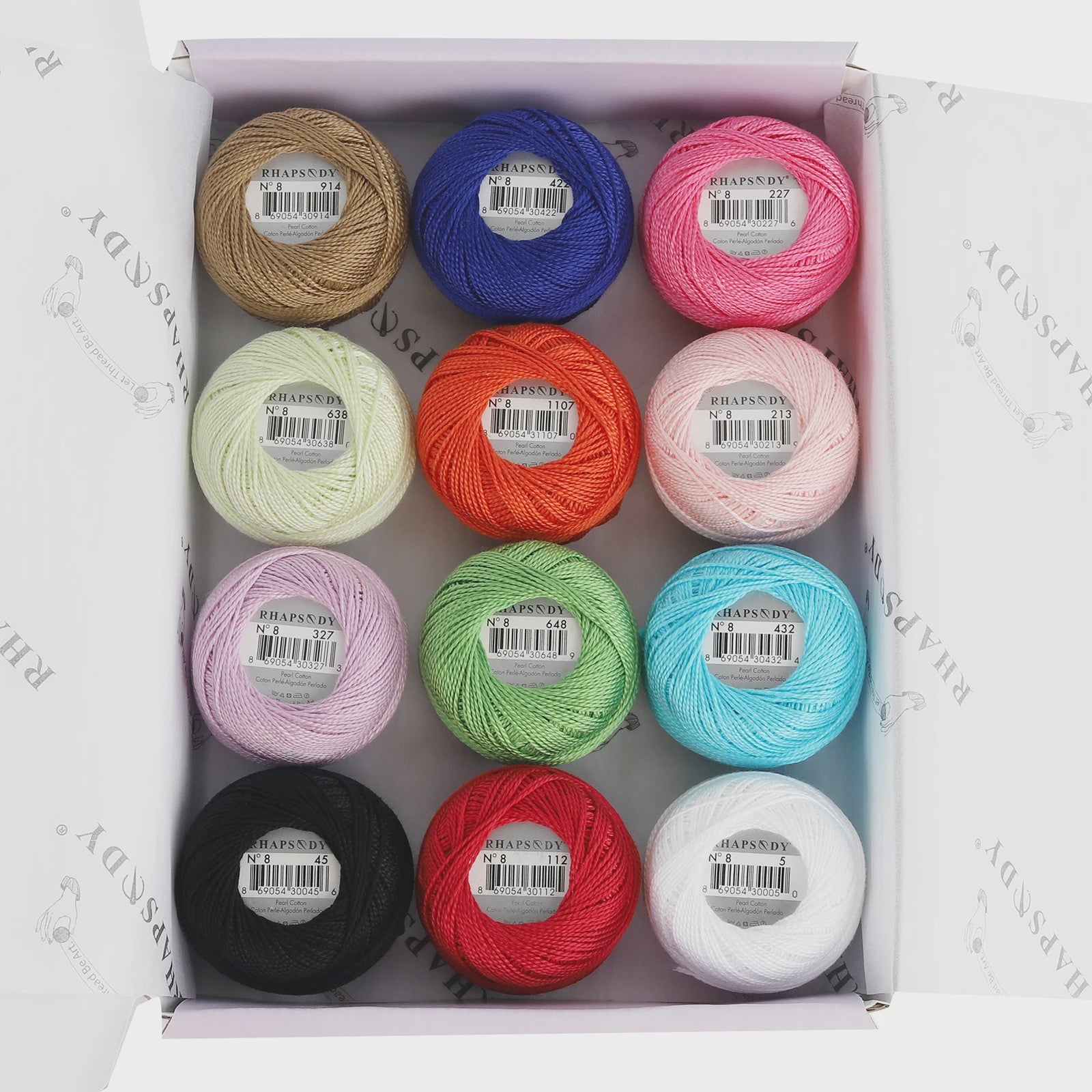 Rhapsody Pearl Cotton Haakgaren Maat 8 - Egyptisch Katoen, Dubbel Gemerceriseerd