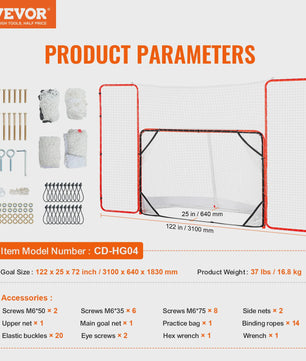 Professionele Hockey Goal 72" met Backstop Targets - Draagbaar Indoor/Outdoor Oefennet