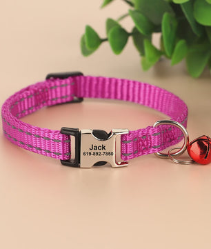 Gepersonaliseerde Kattenhalsband met Gravure, Bel & Reflecterend - Veilig & Stijlvol