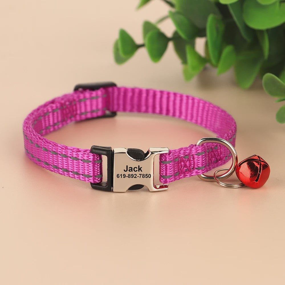 Gepersonaliseerde Kattenhalsband met Gravure, Bel & Reflecterend - Veilig & Stijlvol