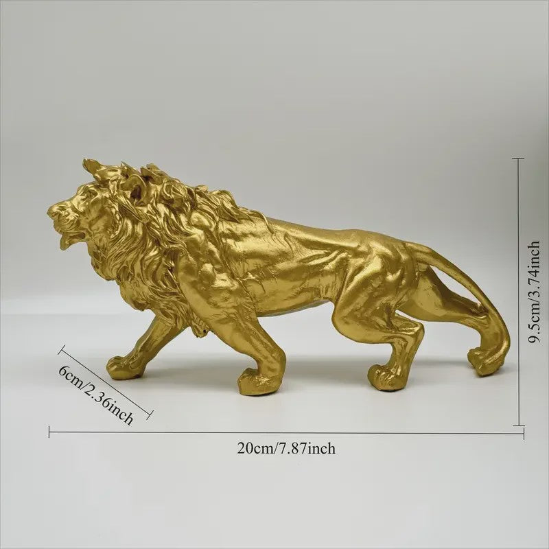 Gouden Leeuw Koning Resin Beeld - Luxe Dieren Decoratie voor Huis & Kantoor