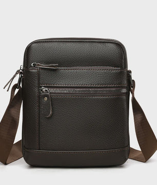 Luxe Heren Leren Schoudertas - Zakelijk & Casual, Meerdere Vakken