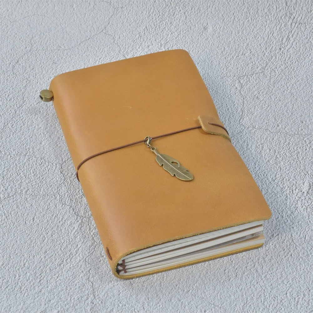 Leren Reisdagboek Navulbaar - Handgemaakt Retro Notitieboek voor Schrijven, Tekenen & Cadeau