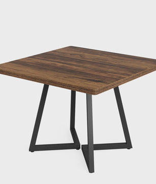 Industriële Vierkante Eettafel 80x80 cm voor 4 Personen met Houten Look en Metaal Onderstel