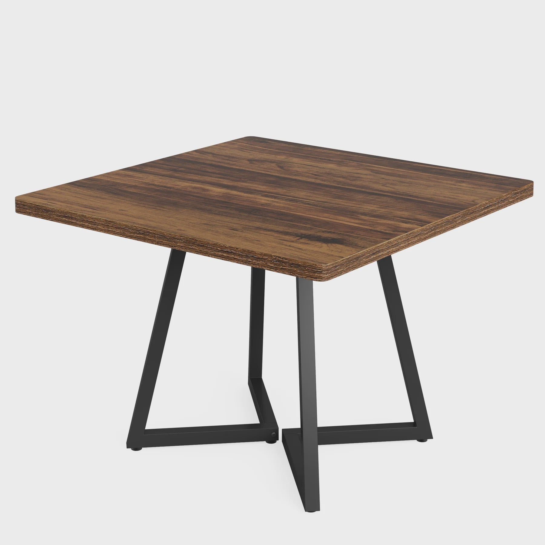 Industriële Vierkante Eettafel 80x80 cm voor 4 Personen met Houten Look en Metaal Onderstel