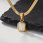 Vnox Heren Ketting met Geometrische Vierkante Natuursteen Hanger - Goud/Zilver Kleur Roestvrij Staal Blade Ketting
