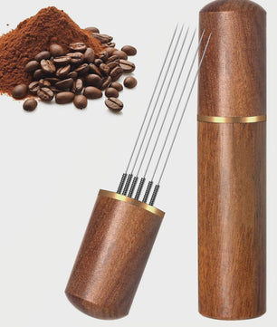 Professionele Espresso WDT Tool & Doseerring Set met Houten Handvat