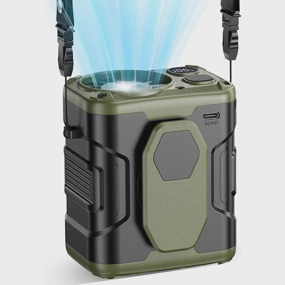 Draagbare 10000mAh Ventilator met Powerbank & LED - 5 Snelheden