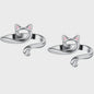 Verstelbare Brei- en Haakgaren Ring met Kattenoor Design (2 stuks)