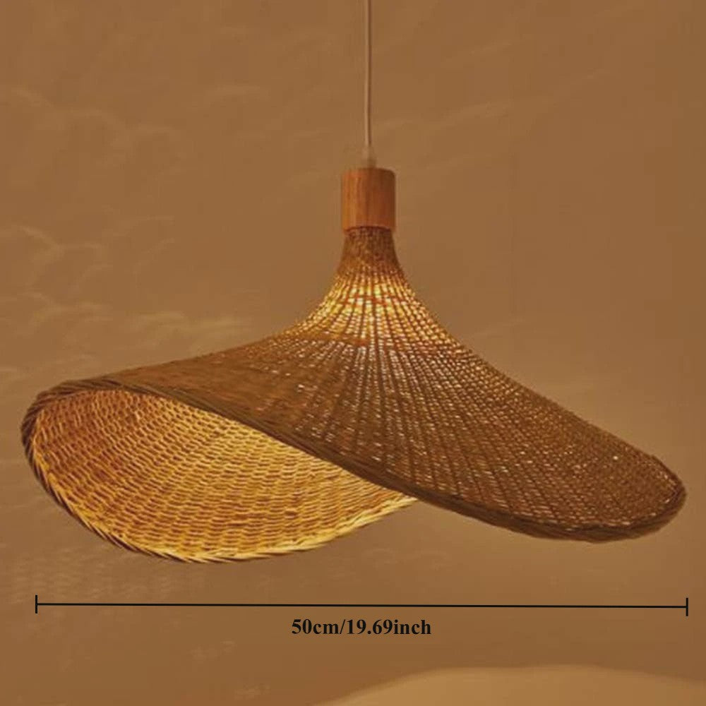 Klassieke Bamboe Hanglamp 50cm - Handgeweven Rotan Plafondlamp