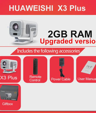 HUAWEISHI X3 Plus 4K Projector: Draagbaar, Android 11, 600 ANSI Lumen, Auto Focus