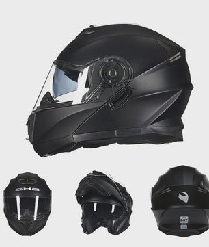 Modulaire Motorhelm Mat Zwart - Dubbele Lens, DOT Gecertificeerd, Unisex