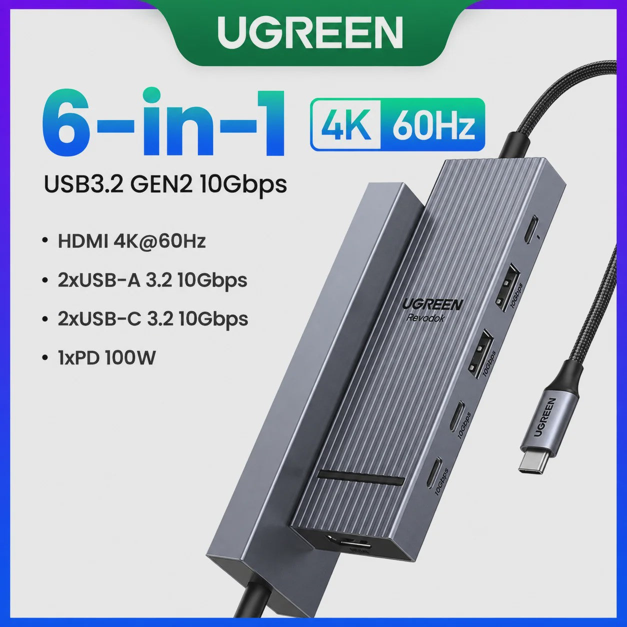 UGREEN 12-in-1 USB-C Docking Station: 2x HDMI 4K@120Hz, 10Gbps USB, RJ45, PD 100W