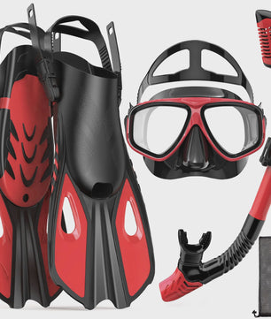 Complete snorkelset voor volwassenen: masker, snorkel, flippers en tas