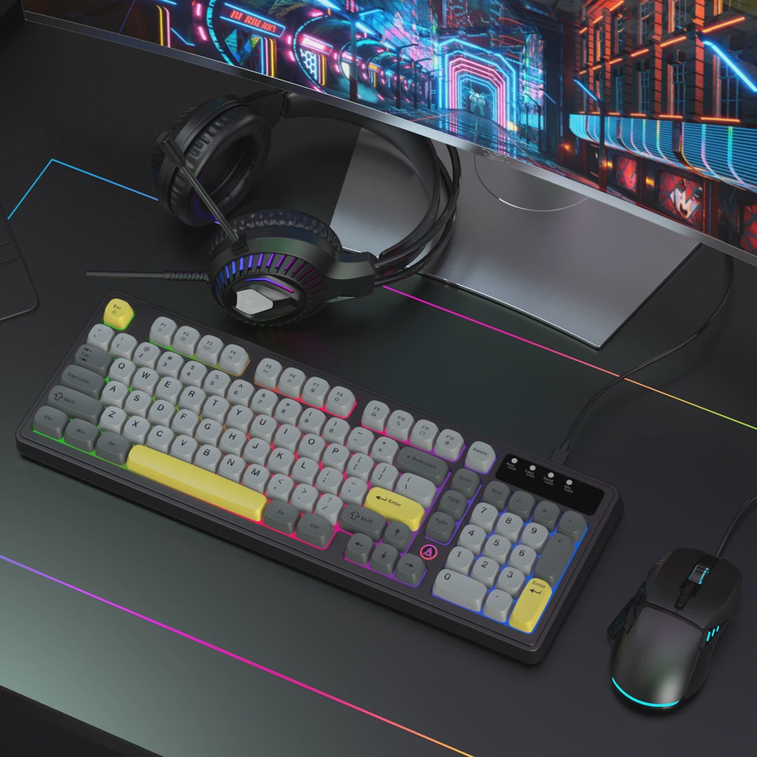 AJAZZ AT120 Gaming Set: Toetsenbord, Muis & Headset - 3-in-1 USB Peripherals