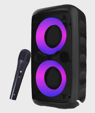 Draagbare Karaoke Bluetooth Speaker met Microfoon, FM Radio & LED Lichtshow