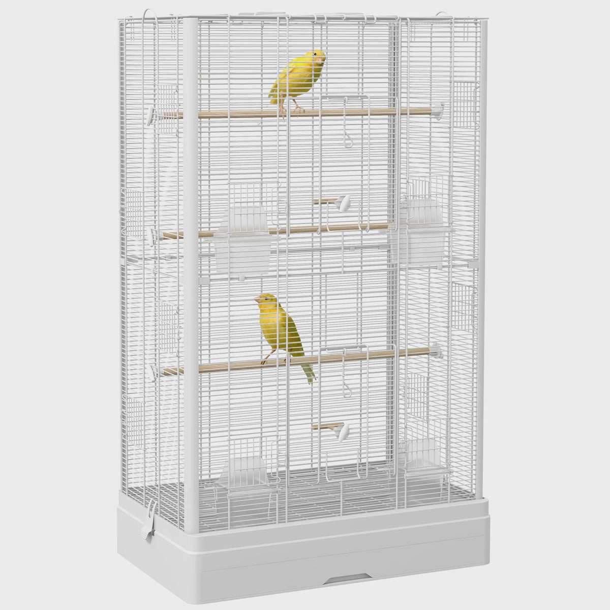 Pawhut Vogelkooi 61x36.5x98 cm met Deuren, Zitstokken en Uitschuifbare Lade