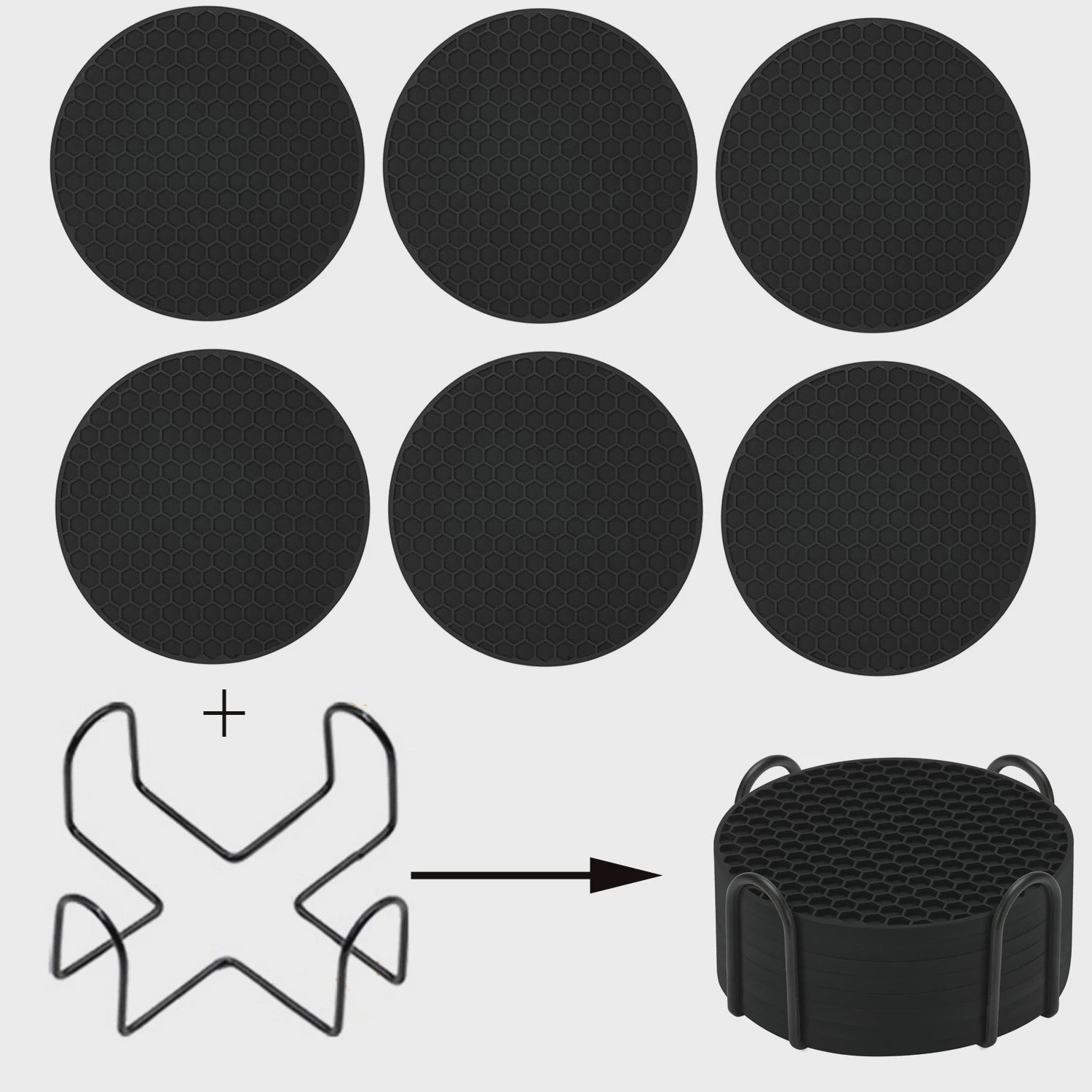 Siliconen Onderzetters Set met Houder - Anti-slip & Hittebestendig