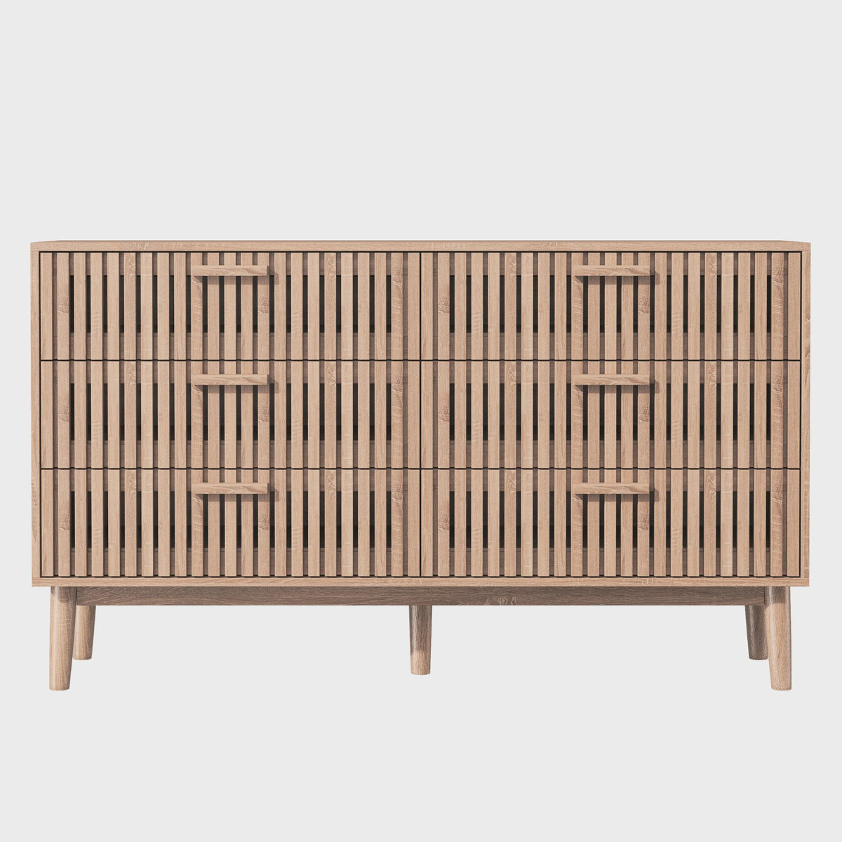 Nordic Stijl Ladekast met 6 Laden - Licht Hout Sideboard Meubel
