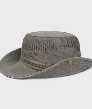 Ademende Outdoor Bucket Hat voor Heren - Zomerse Panama Cap met Mesh voor Vissen, Wandelen & Strand