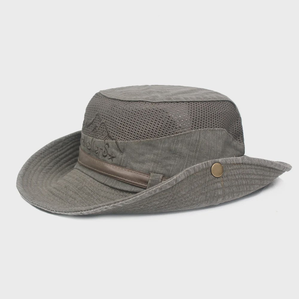 Ademende Outdoor Bucket Hat voor Heren - Zomerse Panama Cap met Mesh voor Vissen, Wandelen & Strand