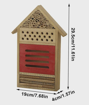 Handgemaakt Houten Bijenhotel voor Tuin - Habitat voor Insecten, Vlinders & Lieveheersbeestjes