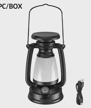 Retro Camping Lantaarn met Sfeerverlichting - Oplaadbaar & Dimbaar