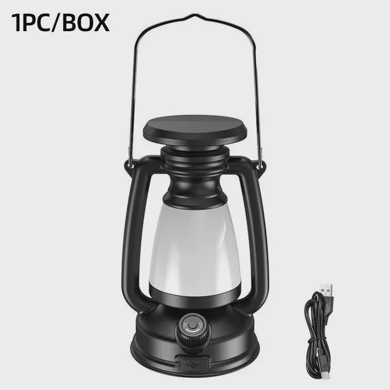 Retro Camping Lantaarn met Sfeerverlichting - Oplaadbaar & Dimbaar