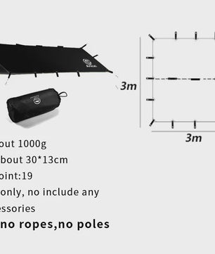 Aricxi Black Coating Tarp - Waterdicht Kampeer Tarp 3x3m & 4x4m