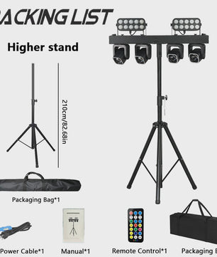 4-in-1 LED DJ Licht Effect Bar: Beam, Wash, Strobe & Ring met Afstandsbediening