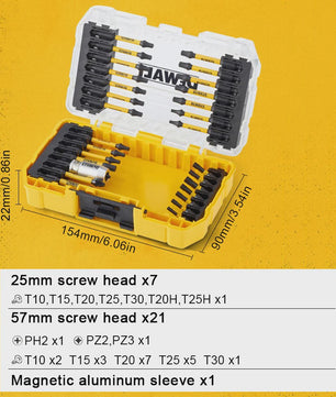 Dewalt 29-delige Schroefbitset met Robuuste Koffer - DT70734T-QZ