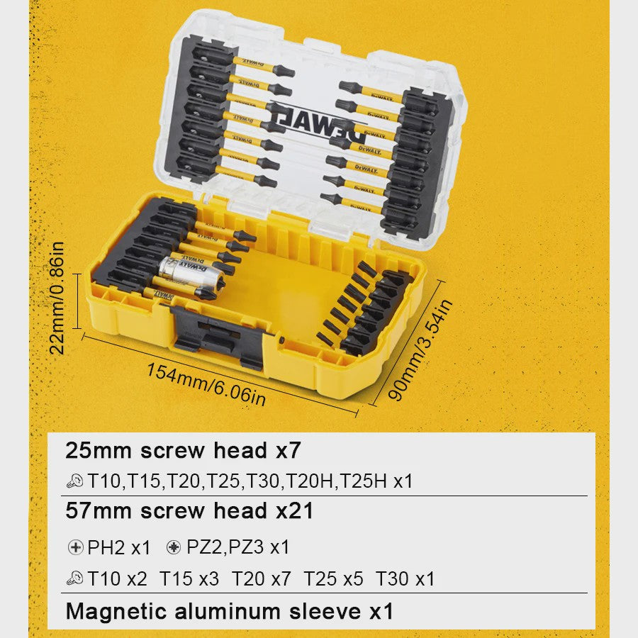 Dewalt 29-delige Schroefbitset met Robuuste Koffer - DT70734T-QZ