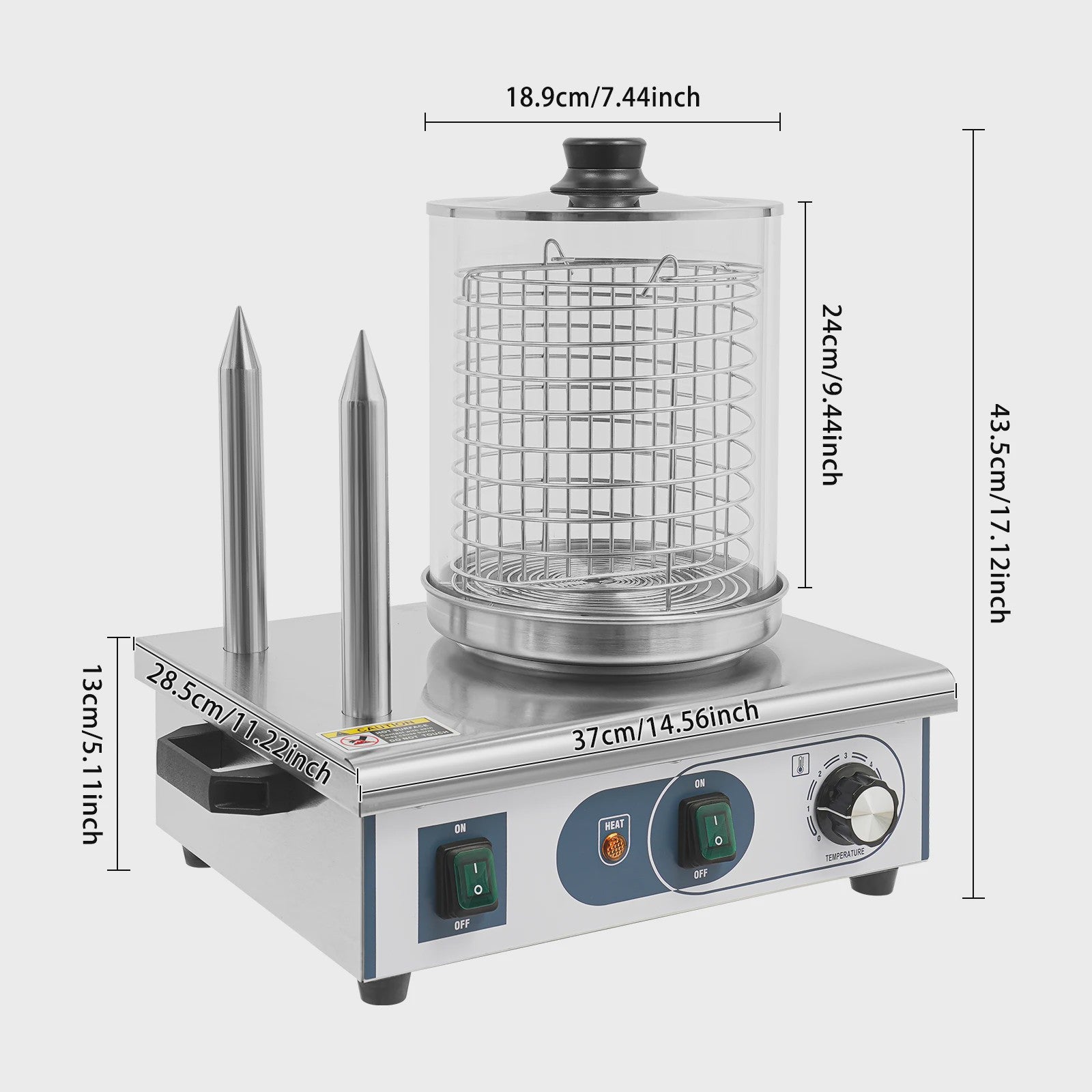 Professionele Hotdog Grill & Warmer - 550W Elektrische Worstmachine
