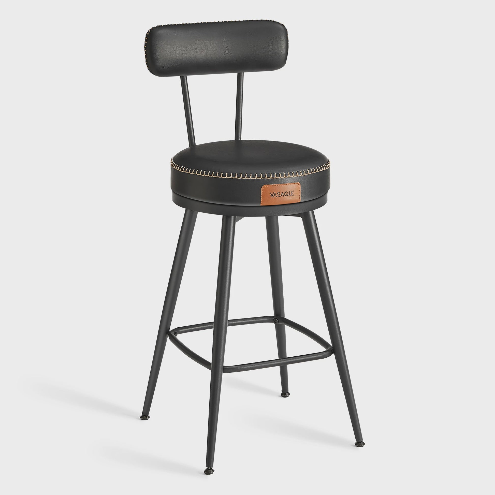Set van 2 Draaibare Barkrukken met Rugleuning – Keuken & Bar – Kunstleer met Stiksels
