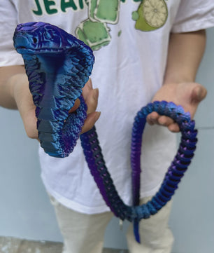 Flexibele 3D Geprinte Cobra Statue - Kleurrijk & Buigzaam - 90cm & 130cm - Uniek Cadeau