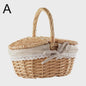 Handgemaakte Riet Picknickmand met Deksel en Handvat - Willow Woven Opbergmand