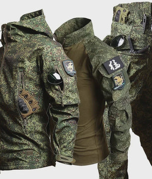 Militaire Softshell Combat Set: Ademend Uniform met Capuchon Jas en Cargo Broek - Ideaal voor Jacht & Outdoor