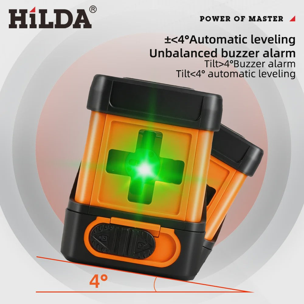 HILDA Mini Groen Laserwaterpas - 2 Lijnen Zelfnivellerend voor Precisie Klussen