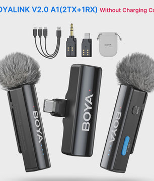 BOYA BY-LM2 Draadloos Lavalier Microfoon Systeem - 2.4GHz Dual-Channel voor iPhone, Android, Camera's