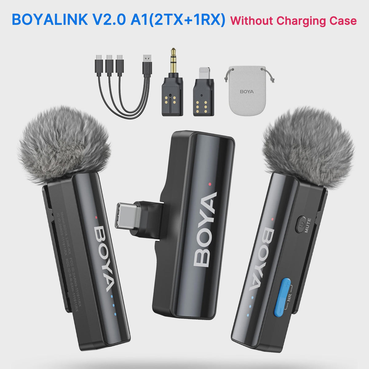 BOYA BY-LM2 Draadloos Lavalier Microfoon Systeem - 2.4GHz Dual-Channel voor iPhone, Android, Camera's