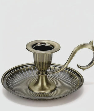 Vintage Metalen Kandelaar met Handvat - Stijlvolle Kaarsenhouder voor Huisdecoratie & Feesten