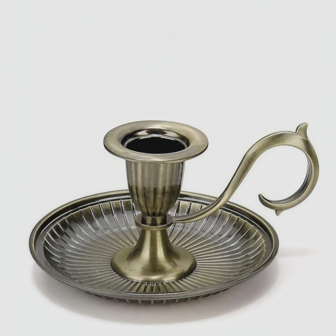 Vintage Metalen Kandelaar met Handvat - Stijlvolle Kaarsenhouder voor Huisdecoratie & Feesten