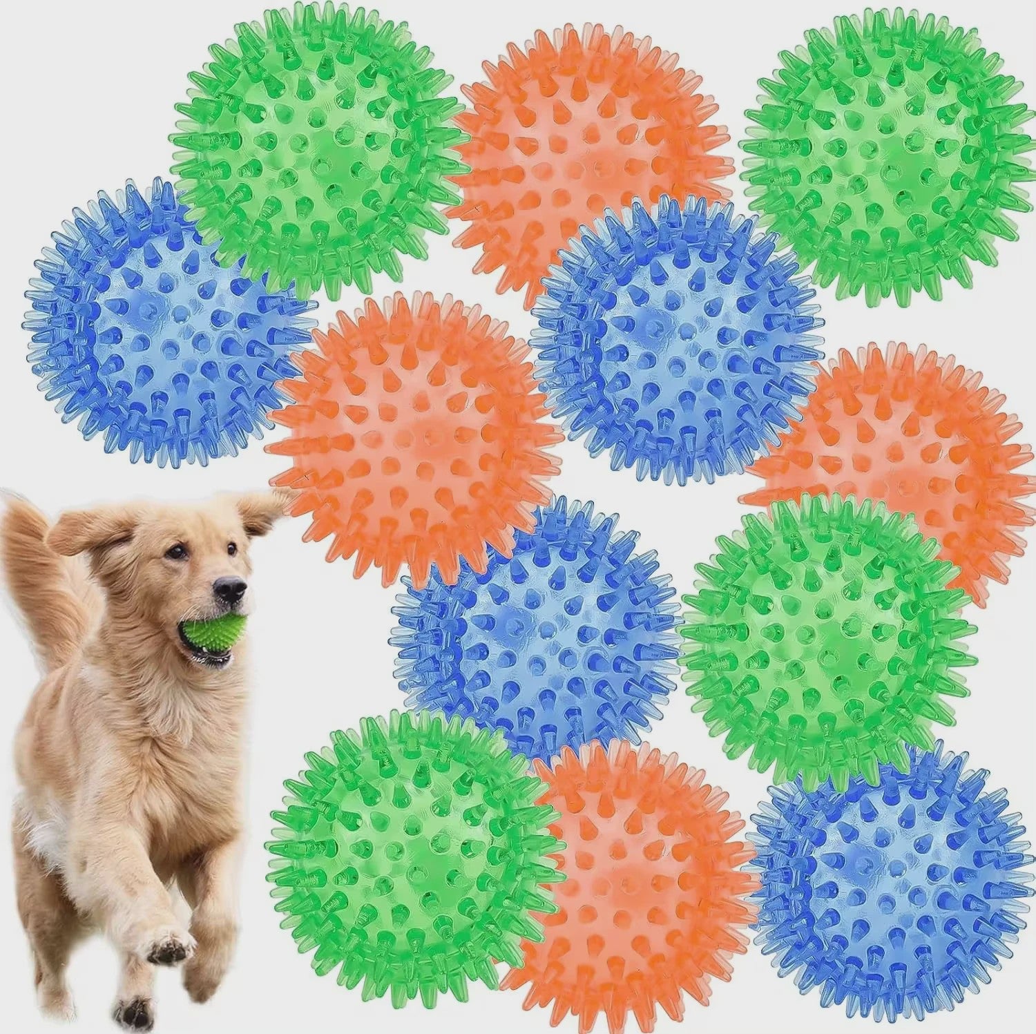 Hondenballen met Piepje - Spiky Speelgoed Ballen voor Tandverzorging en Plezier - Set van 36