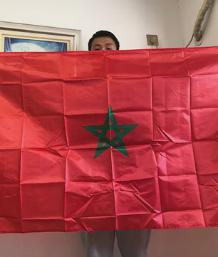 Marokkaanse Vlag 90x150cm - Polyester Vlag van Marokko met Ringetjes