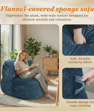 Comfortabele Corduroy Beanbag Fauteuil - Zachte Zitzak Bank voor Volwassenen