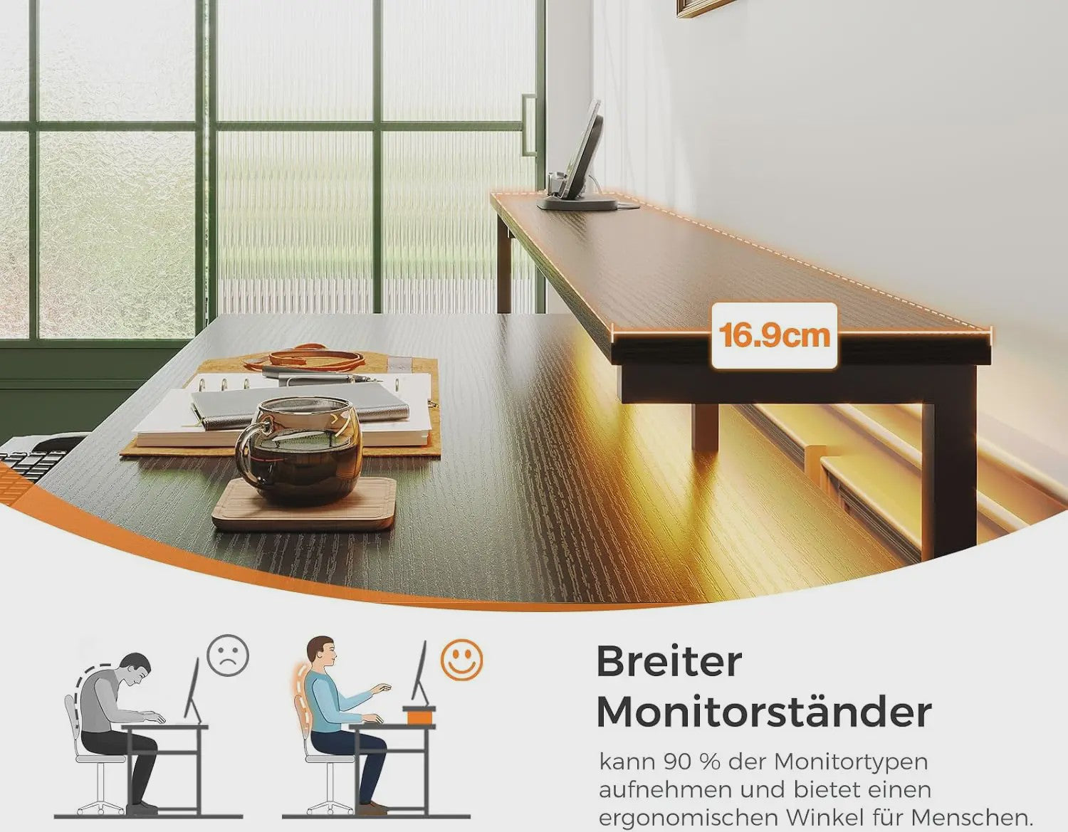 Coleshome Gaming Bureau met Ingebouwde Stopcontacten, Monitorstandaard en 2 Stoffen Lades (140x48cm, Zwart)