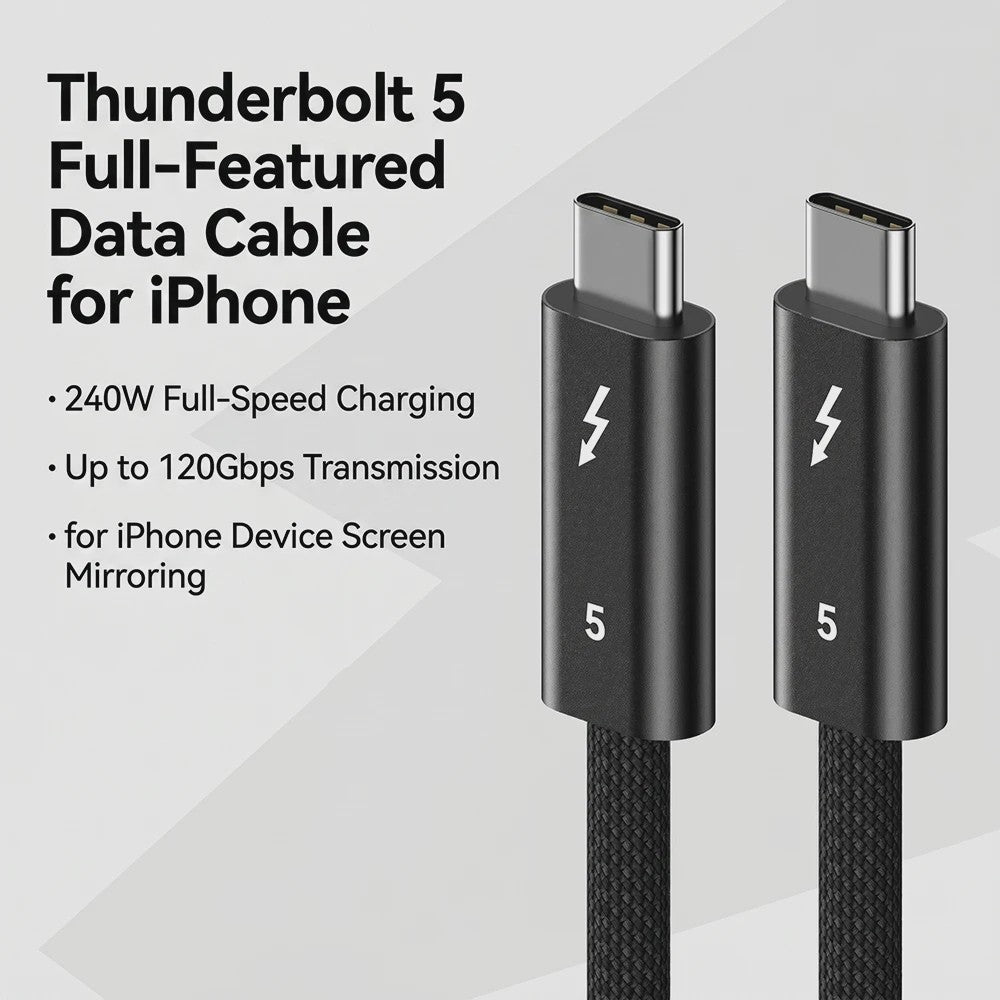 Thunderbolt 5 Kabel: 120Gbps, 240W Snelladen, 16K Video & USB4 Compatibel voor MacBook